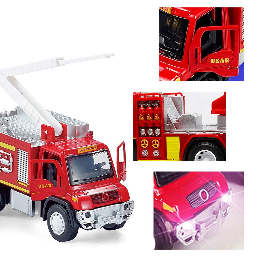 Gilumza 3 Pk Fire Trucks Toy, Friction Powered Pull Back